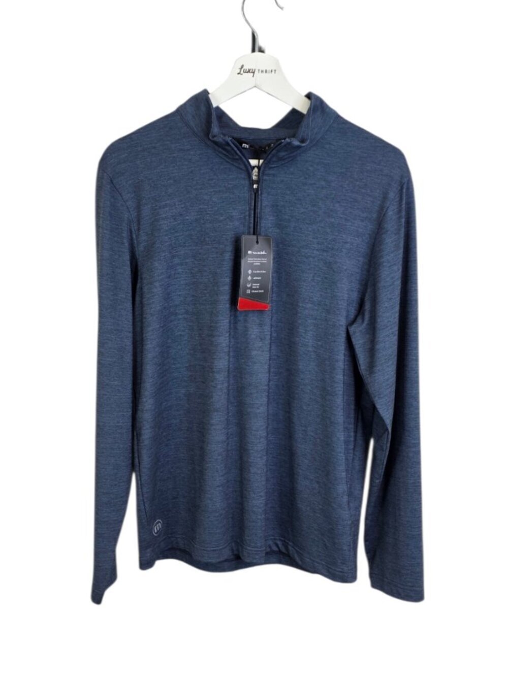 Travis Mathew Men's Havasu 1/4 Zip Long Sleeve Shirt, Black / Indigo, Golf, Sz S